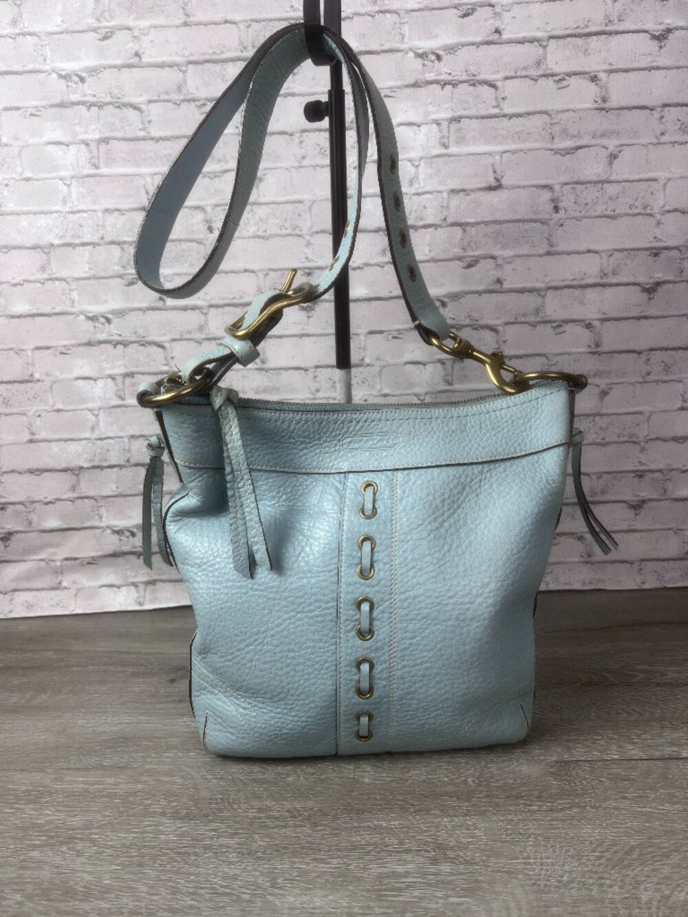 Coach 10716Chelsea Laced Leather Crossbody Hobo Bag.